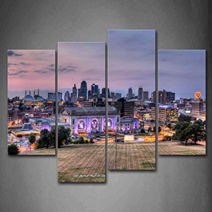 425x425 Buildings Of Kansas City With Wide Square Wall Art - Canvas Painting Kansas City