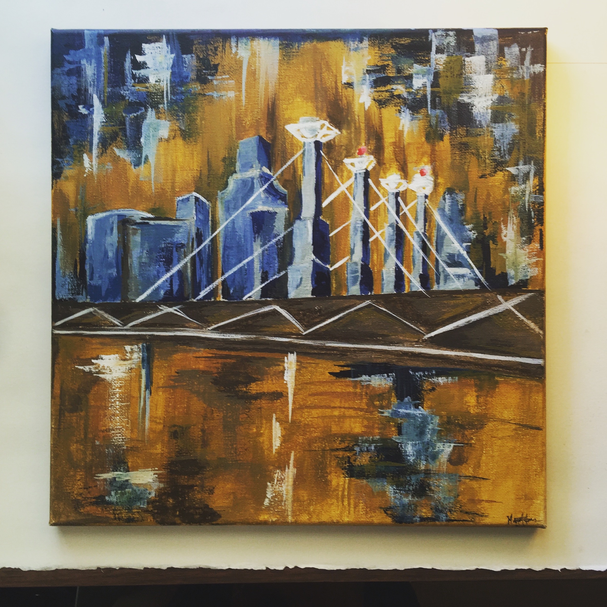 2369x2369 Crown Town Recreation Ready To Hang Art Original Gouache Kc - Canvas Painting Kansas City