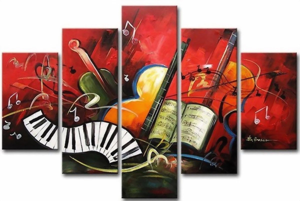 600x402 2018 Modern Abstract Oil Painting Music Note Canvas Painting 5 - Canvas Painting Music