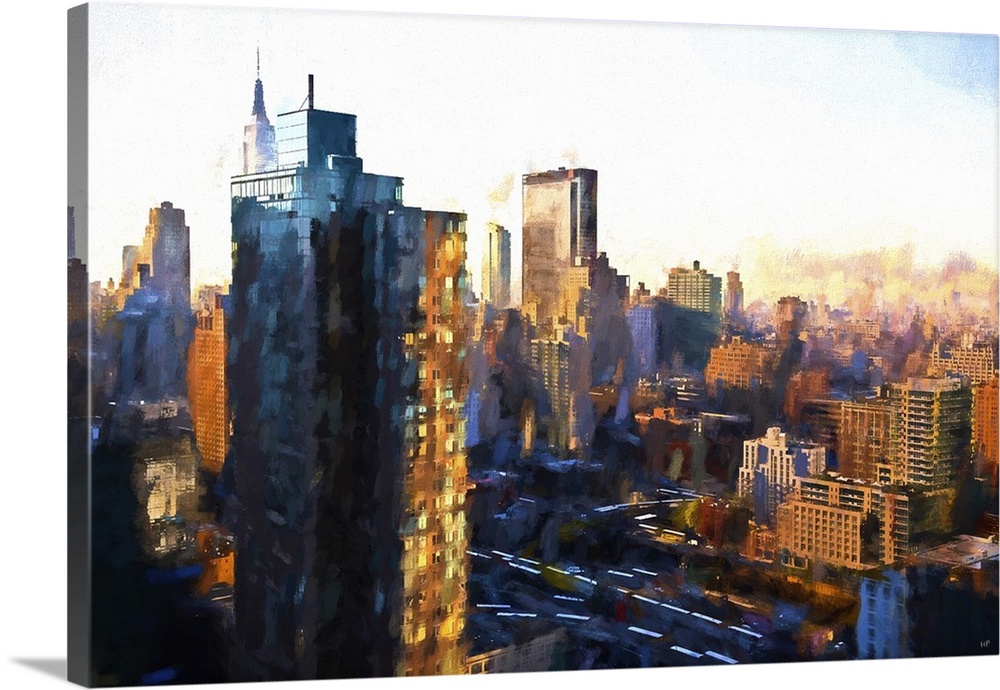 1000x690 Manhattan Sunrise, Nyc Painting Series Wall Art, Canvas Prints - Canvas Painting Nyc