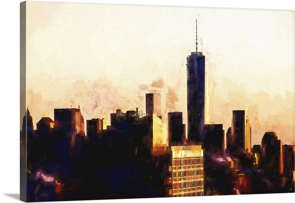 1000x690 One World Trade Center Sunset, Nyc Painting Series Wall Art - Canvas Painting Nyc