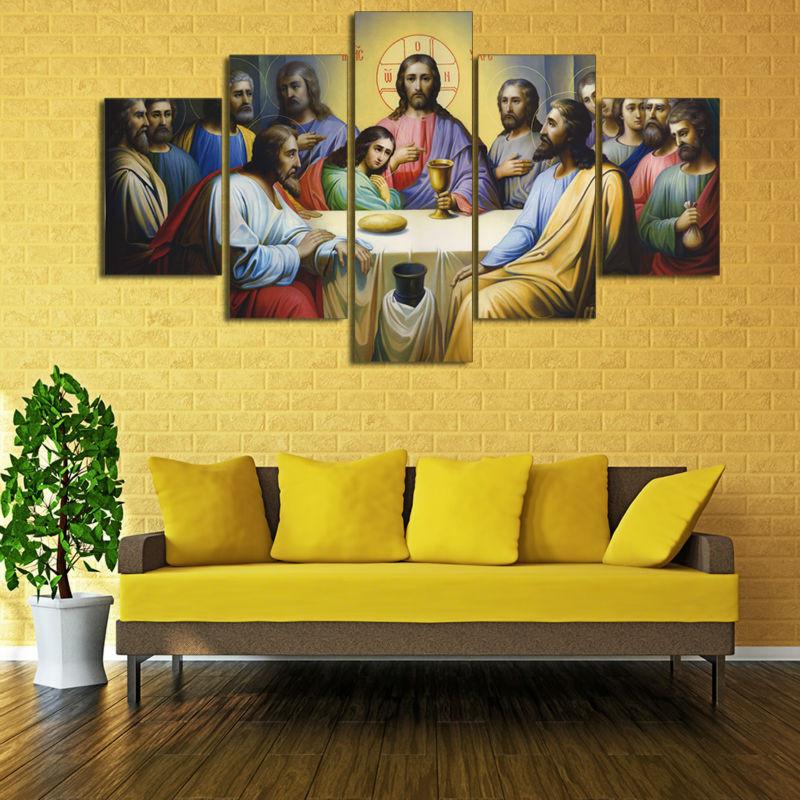 800x800 Limited Edition Jesus Christ Last Supper 5 Piece Canvas Painting - Canvas Painting Of Jesus