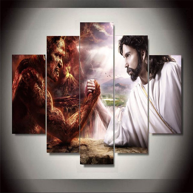 640x640 5 Panel Hot Sale Printed Group Canvas Painting Jesus Canvas Print - Canvas Painting Of Jesus