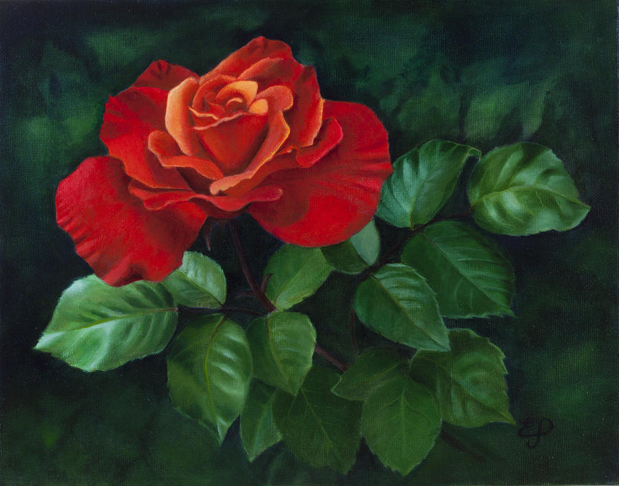 900x707 Red Rose - Canvas Painting Red