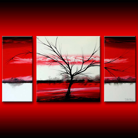 550x550 Red White Three Canvas Wall Art Large Painting Dapore's Blog - Canvas Painting Red