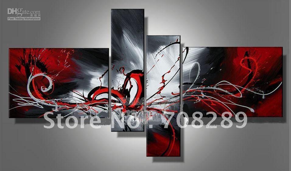 956x562 2018 Oil Paintings On Canvas Red Black White Home Decoration - Canvas Painting Red
