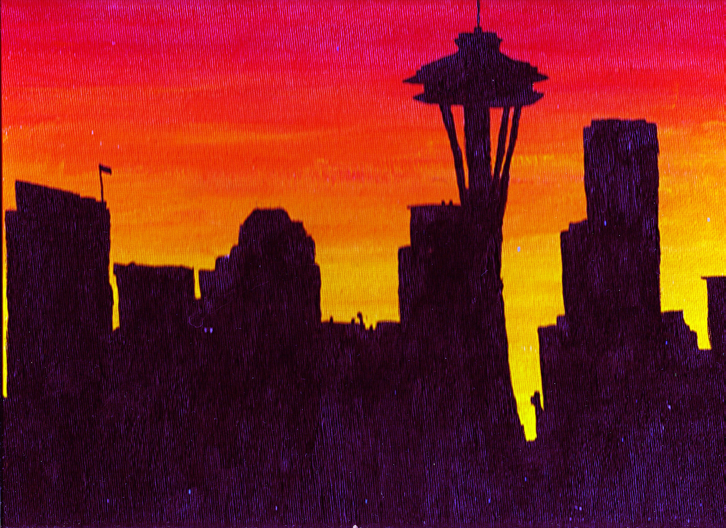 2338x1700 Seattle Skyline By Chikkitita - Canvas Painting Seattle