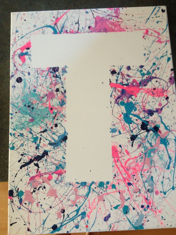736x981 Splatter Paint Initial On Canvas For Kids - Canvas Splatter Painting