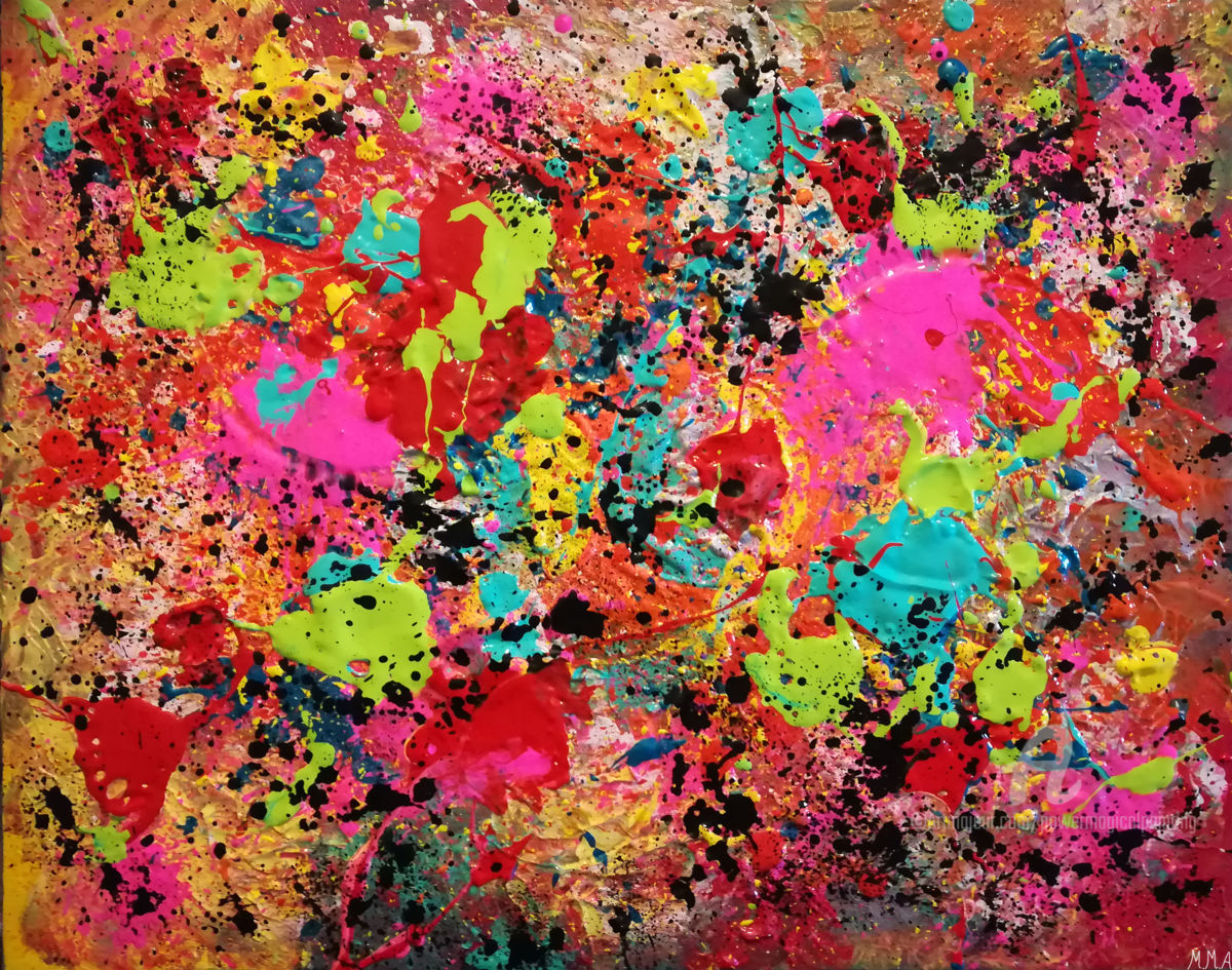 1200x945 Colorful Paint Splatter (Maria Rom) - Canvas Splatter Painting