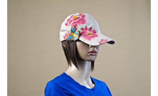 660x400 Painted Cap With Butterfly Patchwork - Cap Painting