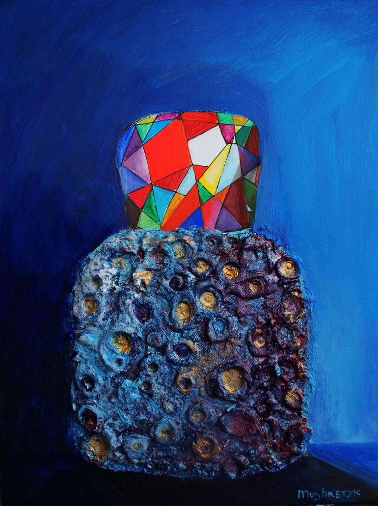 770x1031 Saatchi Art A Small Bottle With A Shining Cap Painting By Oksana - Cap Painting