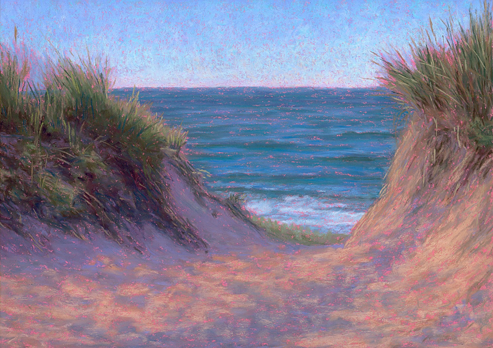 1600x1128 Pastel Painting June Cape Cod Beach Path Pastel Painting By Poucher - Cape Cod Painting