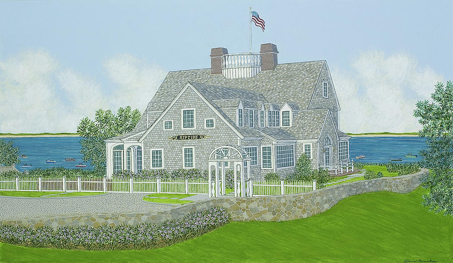 900x522 Cape Cod House Portrait Painting By David Hinchen - Cape Cod Painting