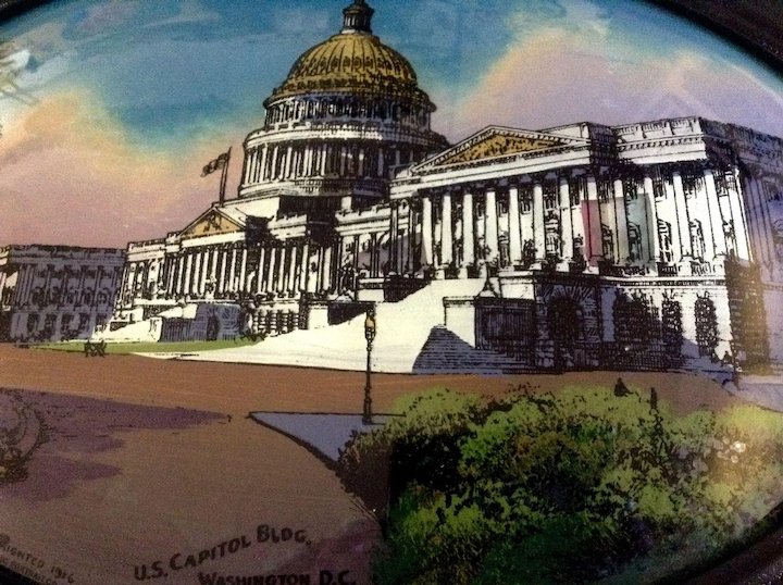 720x538 U.s. Capitol Building, Washington D.c. Reverse Painted Curved - Capitol Building Painting