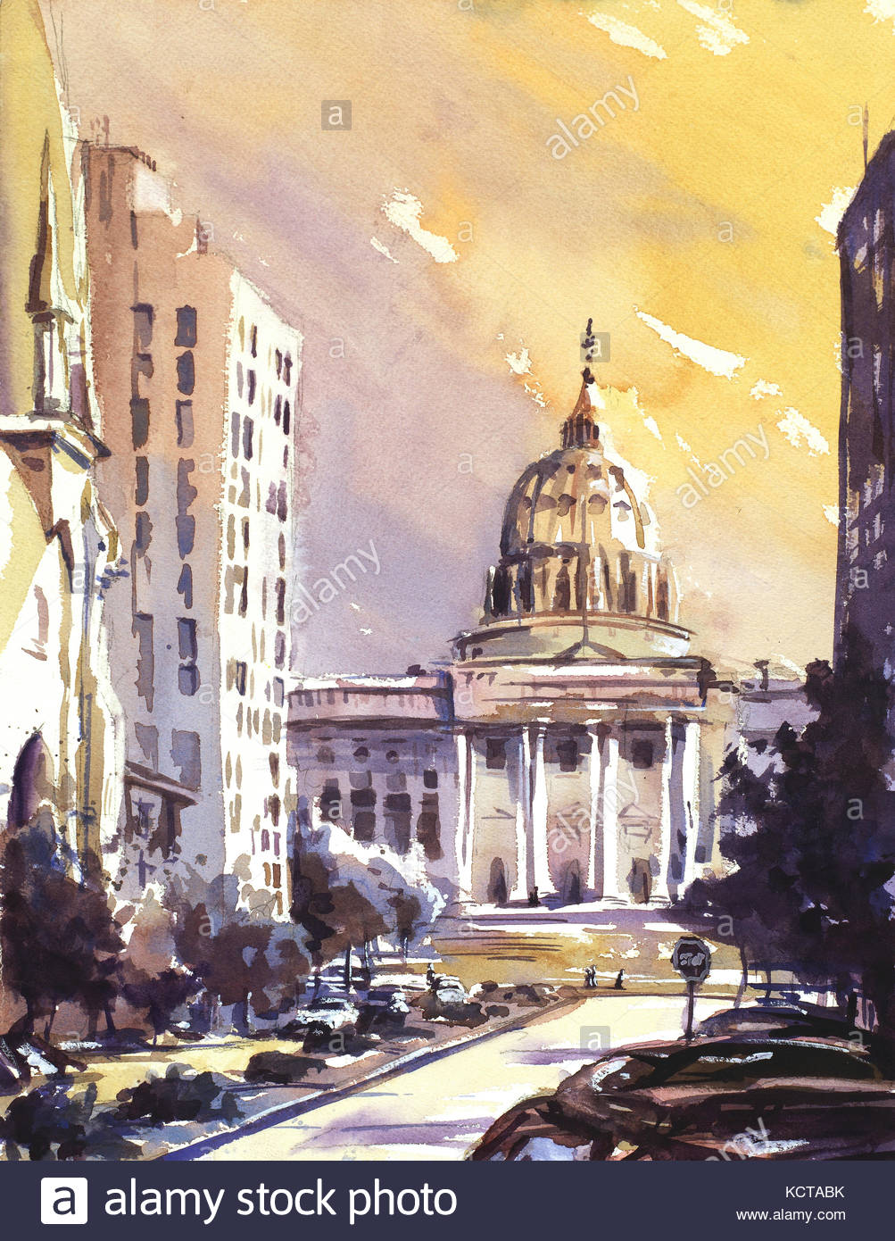 1003x1390 Watercolor Painting Of Pennsylvania State Capitol Building - Capitol Building Painting