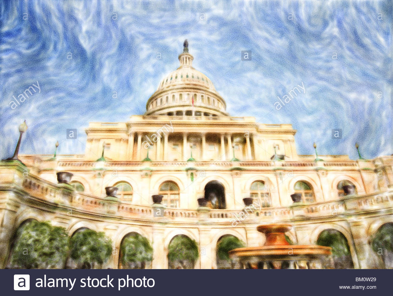 1300x979 Watercolor Painting Of Usa Capitol Building, Washington, Dc Stock - Capitol Building Painting