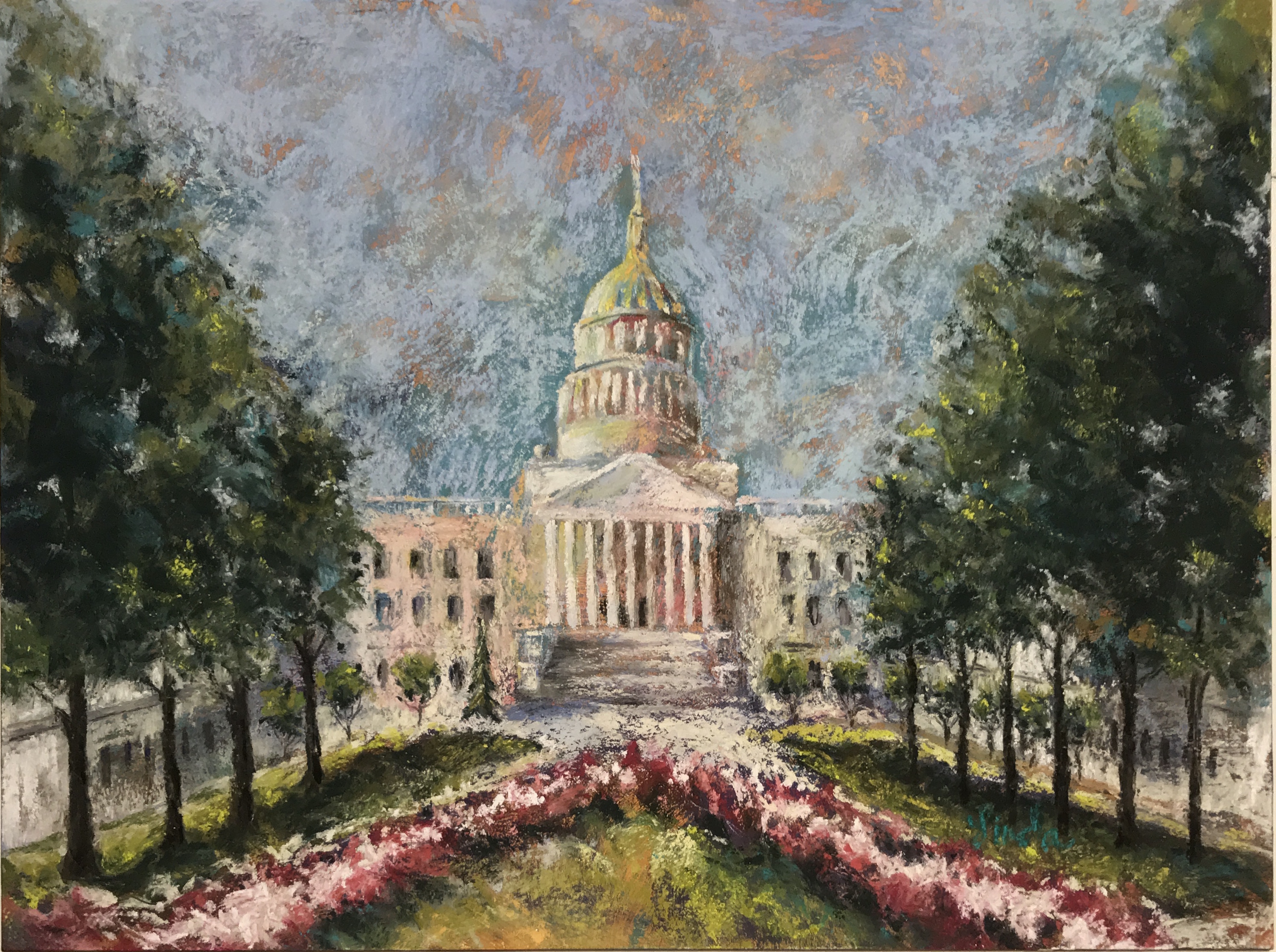 2989x2230 West Virginia Capitol Building Painting Art By Linda - Capitol Building Painting