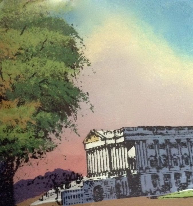 674x720 Antique 1916 Us Capitol Building Washington Dc Reverse Painting - Capitol Building Painting