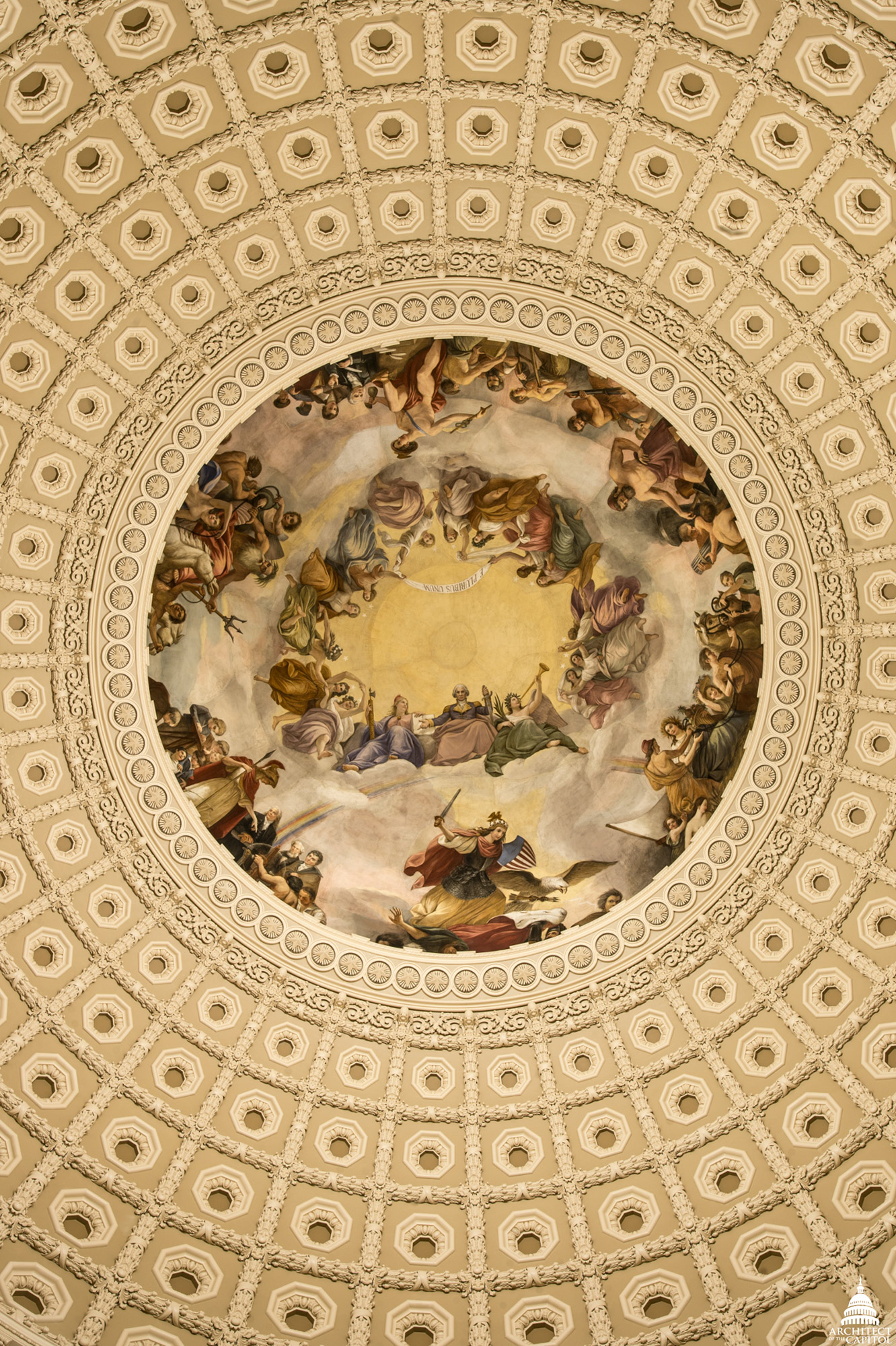 1332x2000 Apotheosis Of Washington Architect Of The Capitol United - Capitol Dome Painting