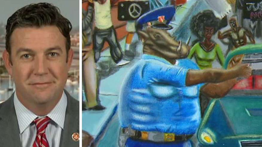 876x493 Disgusting Democrats Rehang Anti Police Painting - Capitol Hill Painting
