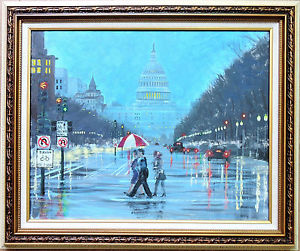 300x251 Rush Hour Rainy Washington Dc Capitol Hill Acylic Oil Painting - Capitol Hill Painting