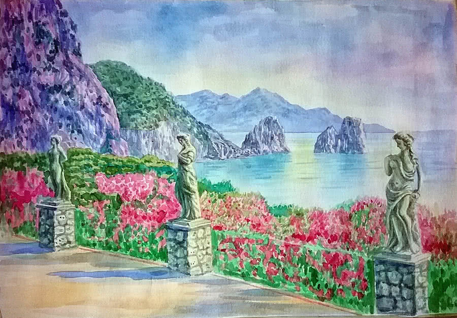900x626 May Morning In Capri Painting By Sergey Dronov - Capri Painting