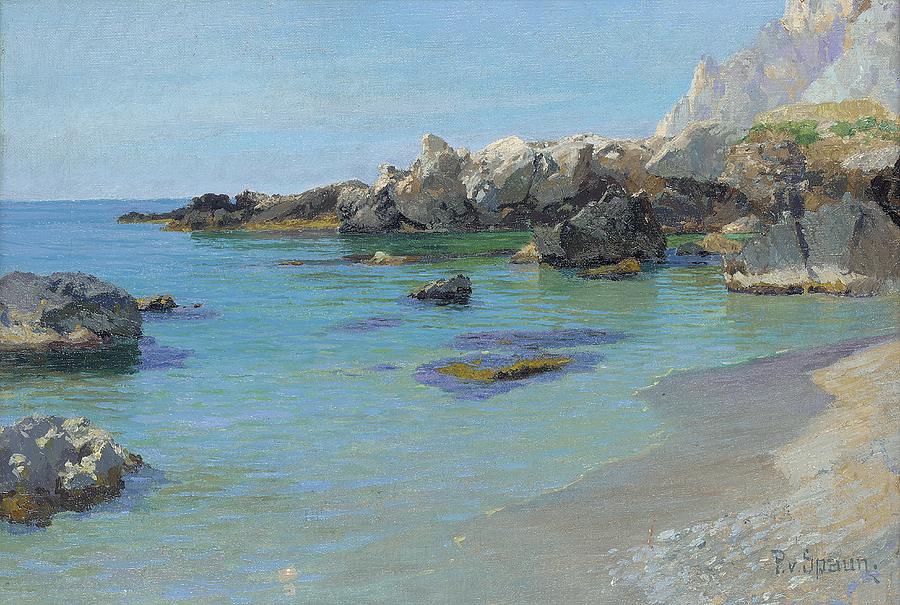 900x605 On The Capri Coast Painting By Paul Von Spaun - Capri Painting