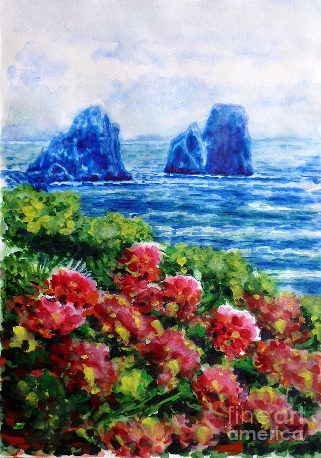 632x900 Rocks Of Capri Painting By Zaira Dzhaubaeva - Capri Painting