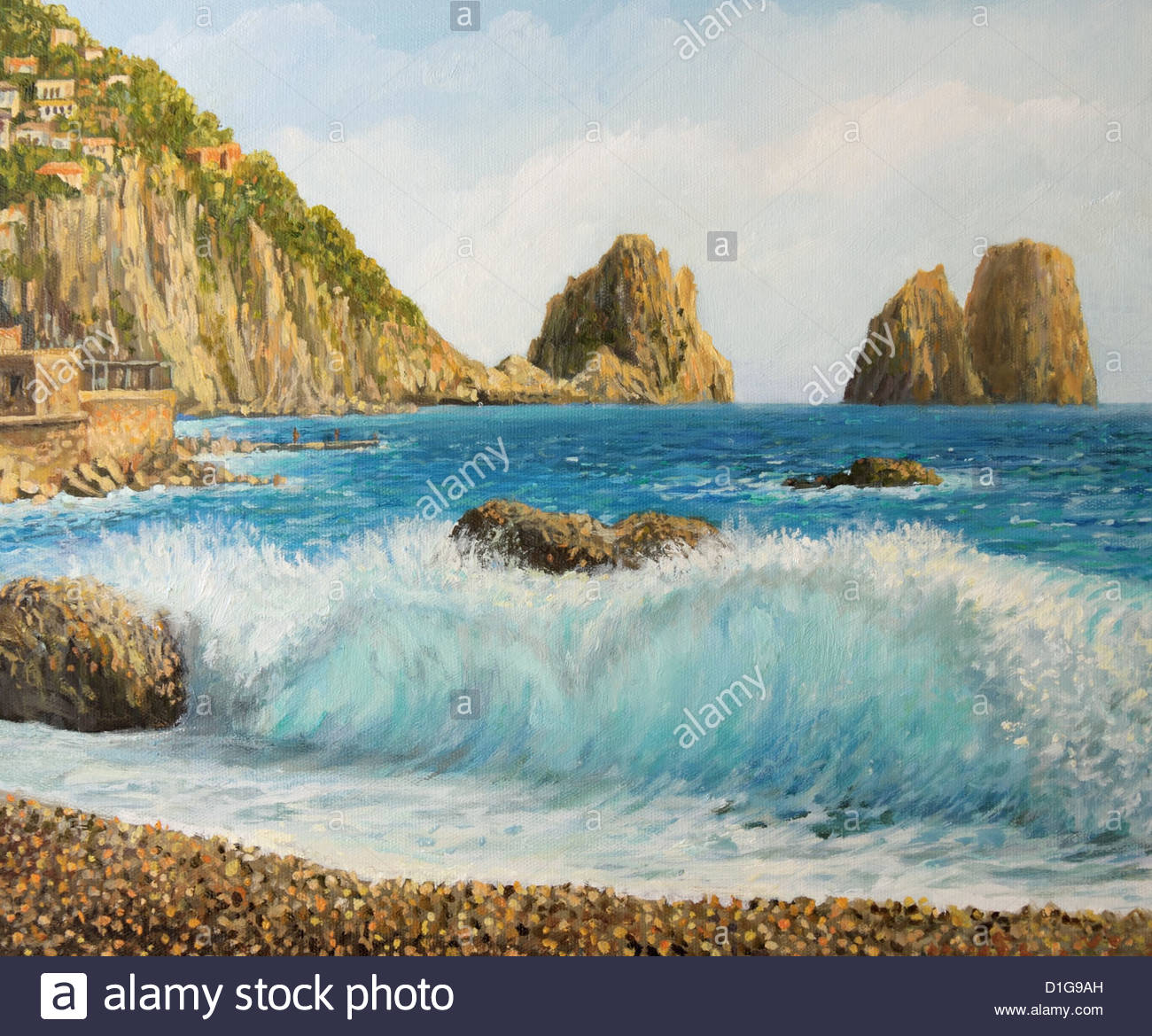 1300x1169 An Oil Painting Canvas Of A Famous Faraglioni Rock Formation - Capri Painting