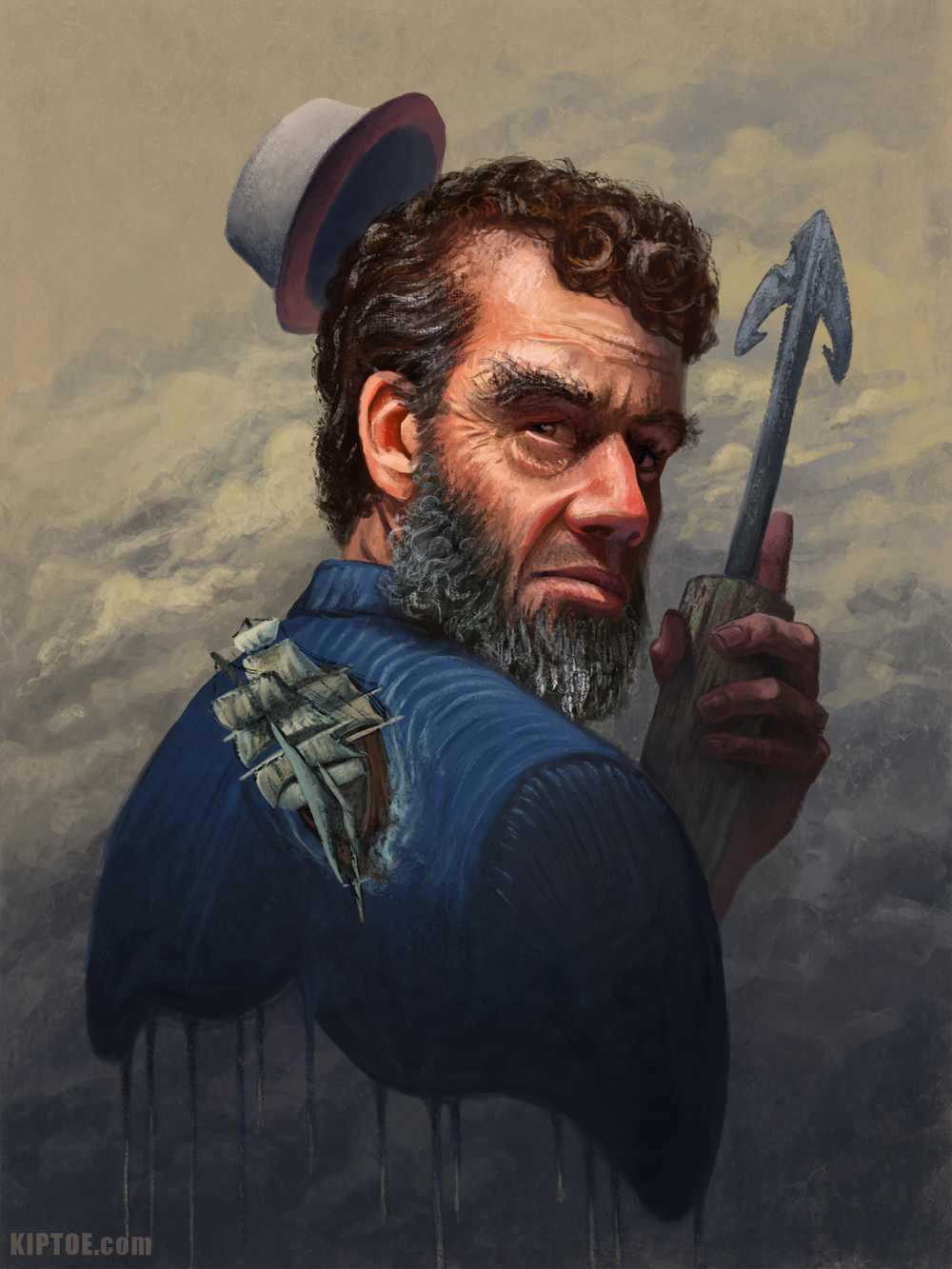 1000x1333 Digital Kiptoe - Captain Ahab Painting