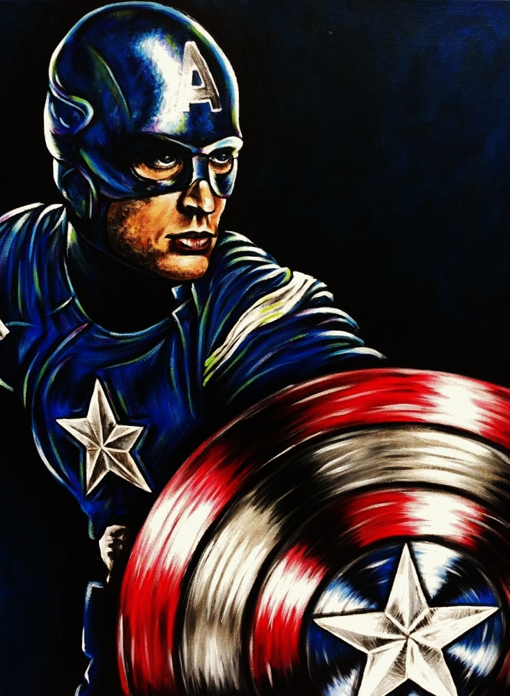 732x1000 Captain America Painting By Vanzanto - Captain America Painting