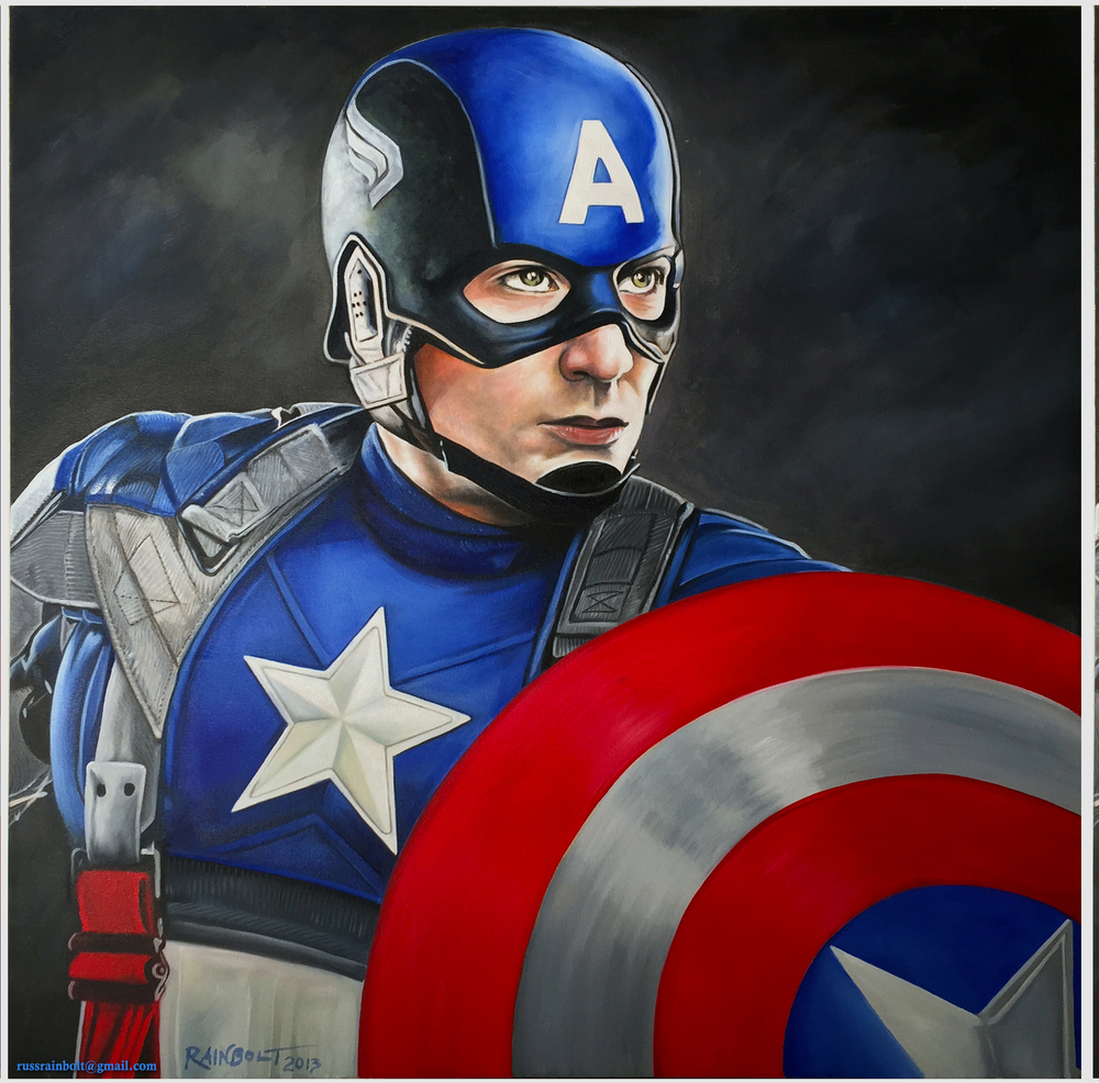 1000x986 Captain America Painting Russ Rainbolt Art - Captain America Painting
