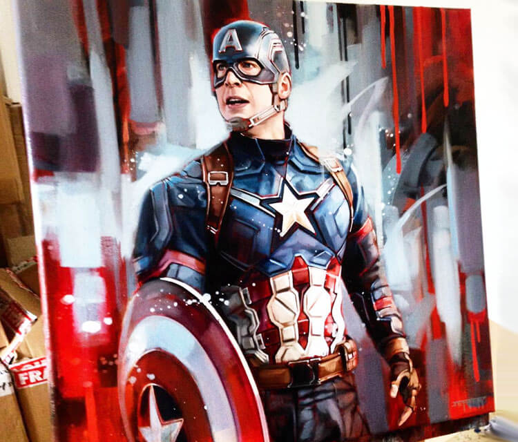 750x640 Captain America Painting By Ben Jeffery No. 3127 - Captain America Painting