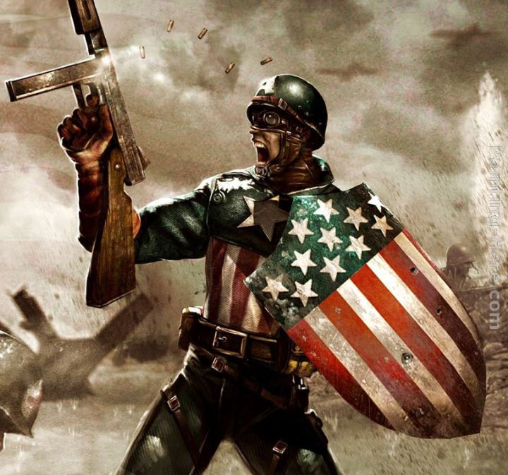 720x673 Unknown Artist Retro Captain America Painting Anysize 50% Off - Captain America Painting