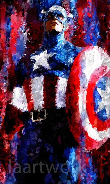 360x600 Captain America Painting Art Canvas Poster Print - Captain America Painting