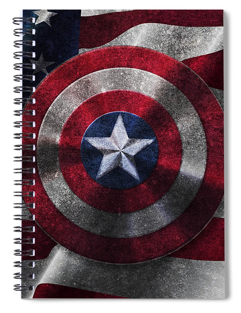 770x1000 Captain America Shield On Usa Flag Spiral Notebook For Sale By - Captain America Shield Painting