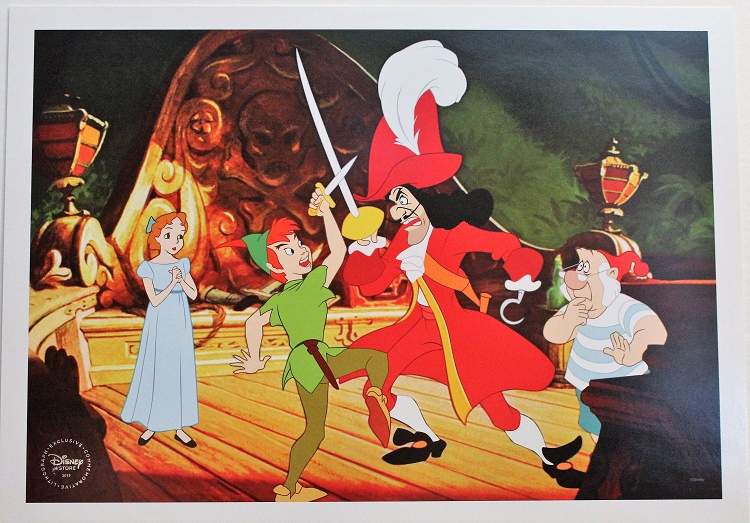 750x523 Peter Pan Battling Captain Hook, Lithograph Print 10x14 - Captain Hook Painting
