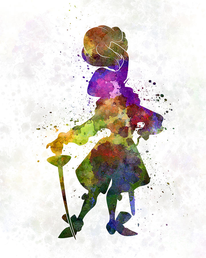 720x900 Captain Hook In Watercolor Painting By Pablo Romero - Captain Hook Painting