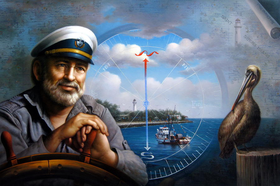 900x599 St. Simons Island Sea Captain 5 Painting By Yoo Choong Yeul - Captain Painting