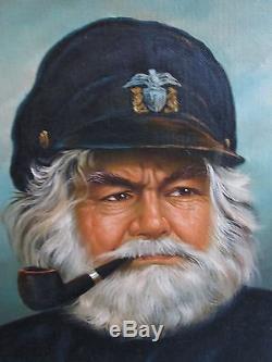 250x333 Vintage Original Kim Benson Signed Sailor Sea Captain Oil - Captain Painting