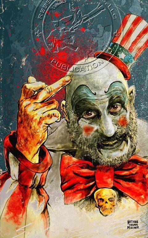 480x773 Captain Spaulding Art By Nathan Thomas Milliner Freaky Clowns - Captain Spaulding Painting