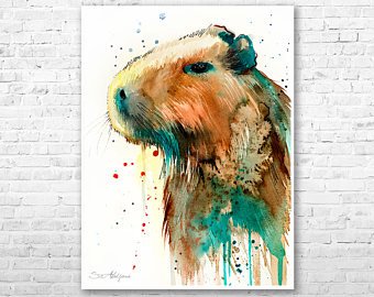 340x270 Capybara Art Etsy - Capybara Painting