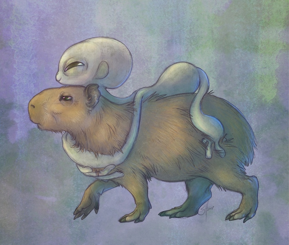 920x782 Grey And Capybara, An Art Print By Savannah Horrocks - Capybara Painting