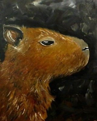 321x400 Original Capybara Painting. Oil On Canvas. 16x20 Inches By Rachel - Capybara Painting