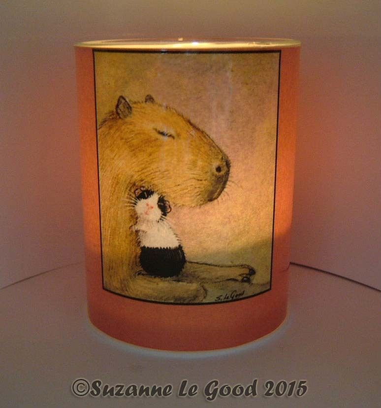 774x828 Original Guinea Pig Amp Capybara Painting Tealight Holder By Suzanne - Capybara Painting