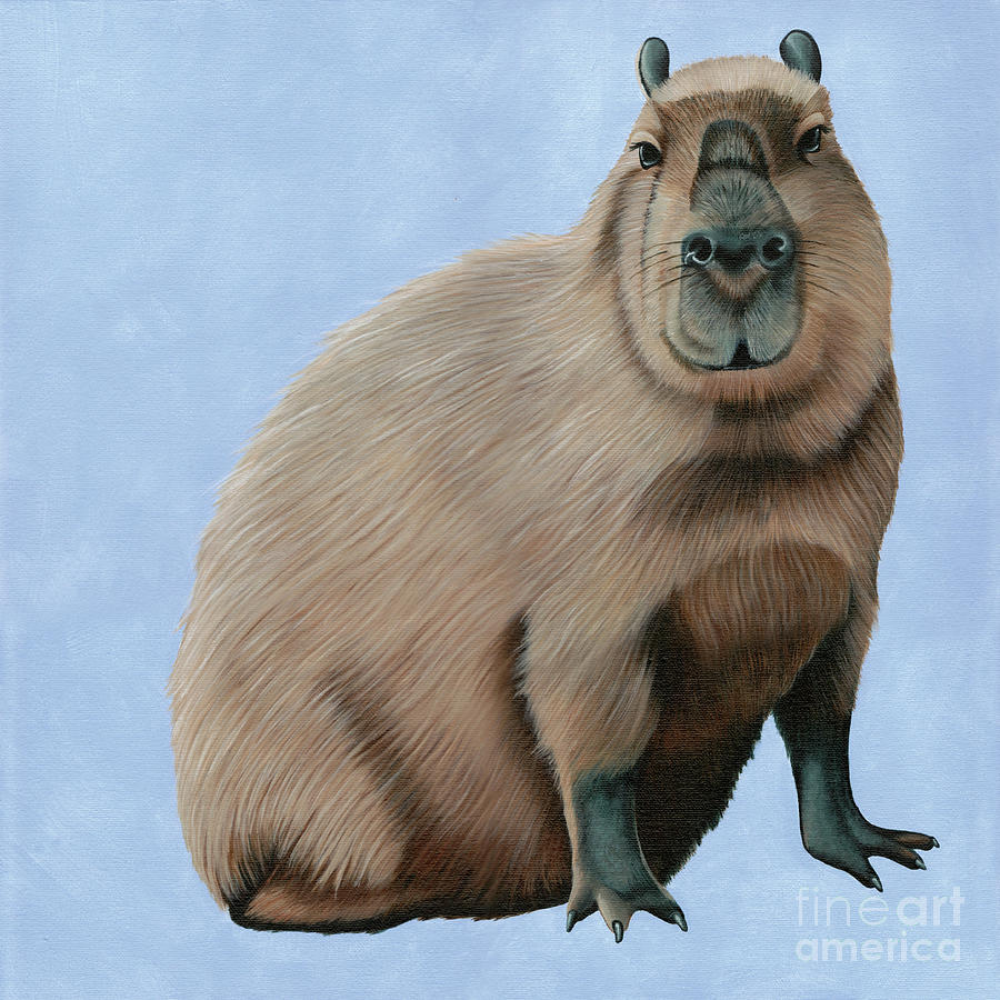 900x900 Wesley Painting By Alicia Wishart - Capybara Painting