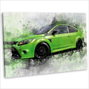 300x300 Ford Focus Rs Canvas Print Framed Abstract Watercolour Car - Car Art Painting