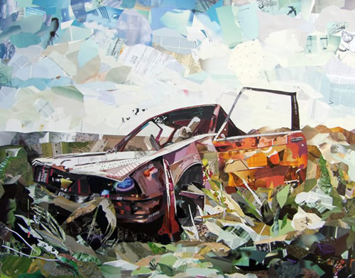 500x392 Fantastic Collage Car Crash By Patrick Bremer ! Allgamein - Car Crash Painting