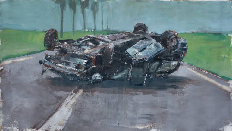 770x435 Saatchi Art Upside Down Painting By Christian Volckman - Car Crash Painting