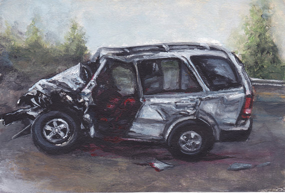 570x386 Inspection Sticker Mygoodbabushka - Car Crash Painting